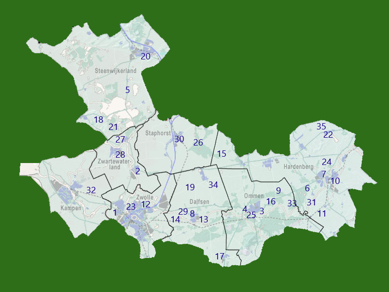 Kaart van Overijssel met LEADER-projecten