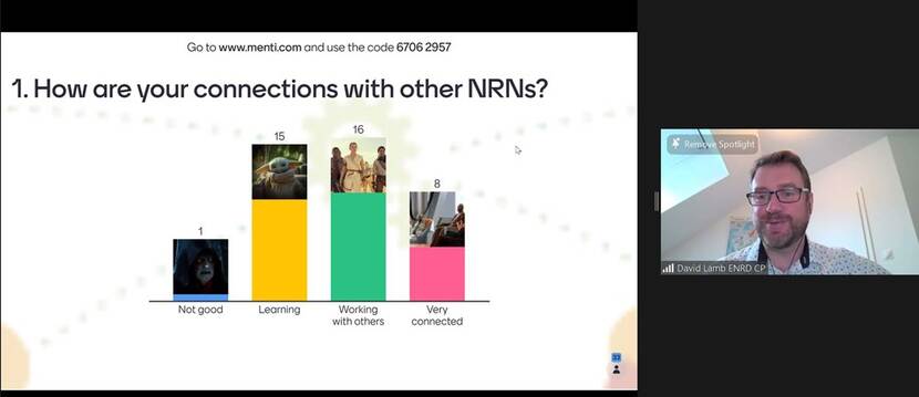 David Lamb presenteert de resultaten op de vraag hoe de NRN's zijn verbonden